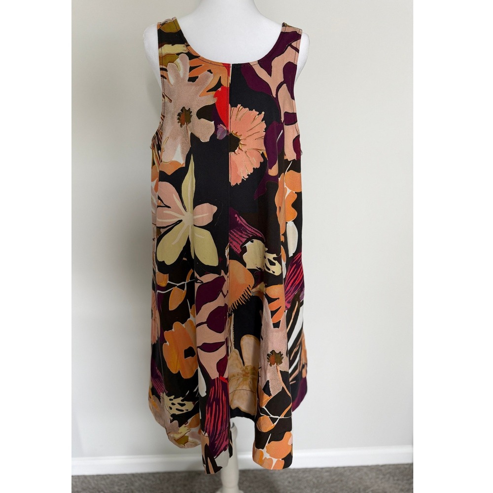 Maeve by Anthropologie Keiko Mini Dress Black Tropical-floral Print pockets XL